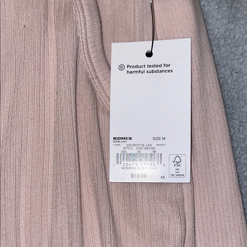 New Light Pink Ribbed Drawstring pj Shorts - Picture 4 of 5